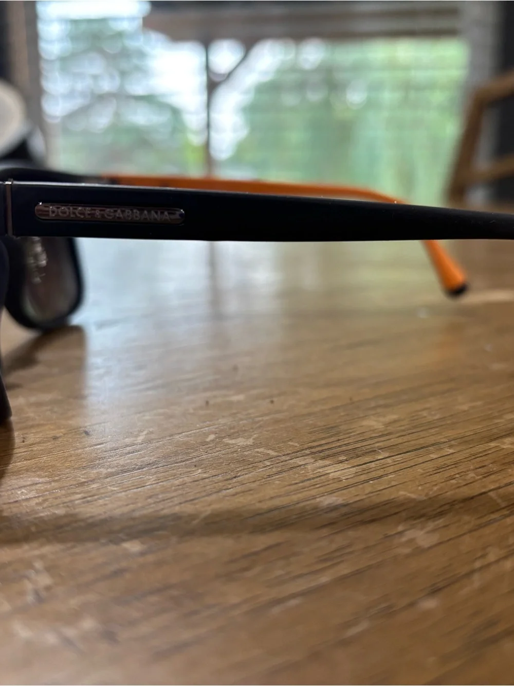 Dolce & Gabbana Men’s Gray Sunglasses with Orange Temples